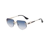WNCKSQ Fashion Oval Women Men Sunglasses Vintage Rimless Metal Ladies Sunglasses Retro Black Eyewear Shades UV400,blue
