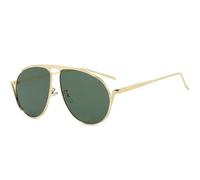 WNCKSQ Fashion Oversized Oval Punk Sunglasses Women Vintage Pilot Metal Frame Sun Glasses For Ladies Shield Eyewear Shades,C5GoldGreen