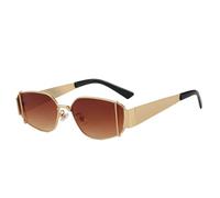 WNCKSQ Fashion Punk Rectangle Sunglasses Women Trendy Metal Small Frame Steampunk Sun Glasses UV400 Protection,C5GoldDoubleBrown