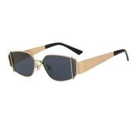 WNCKSQ Fashion Punk Small Rectangle Sunglasses Women Trendy Metal Frame Sun Glasses UV400 Outdoor Eyewear Shades,C3GoldGray