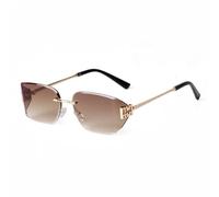 WNCKSQ Fashion Rimless Sunglasses Women Gradient Blue Uv400 Eyewear Sun Glasses for Ladies Female(C3)