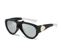 WNCKSQ Fashion Sunglasses Women Men UV400 Gradient Lens Sun Glasses Oversized Retro Pilot Square Big Shades,Silver
