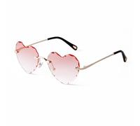 WNCKSQ Heart Shaped Sunglasses for Women Pink Lovely Rimless Sun Glasses Vintage Gradient Ladies Uv400 Shades(C1)