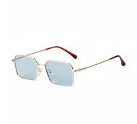 WNCKSQ Light Blue Fashion Retro Uv400 Sun Glasses Men Metal Thread Sunglasses Women Square Shades(C4 Light blue)