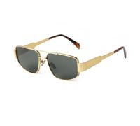 WNCKSQ Metal Frame Rectangle Sunglasses Mens Women Fashion Retro Sun Glasses Gold Mirror Eyewear Shades Uv400(C5)