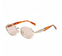 WNCKSQ Oval Retro Metal Sunglasses Women Men Vintage Sun Glasses Uv400 Brown Shades Eyeglasses(C2)