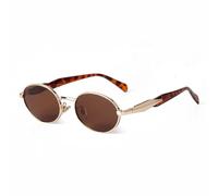 WNCKSQ Oval Retro Metal Sunglasses Women Men Vintage Sun Glasses Uv400 Brown Shades Eyeglasses(C6)