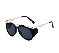 WNCKSQ Oversized Oval Punk Sunglasses Women Men Vintage Round Metal Frame Sun Glasses For Ladies Eyewear,C1GoldGray