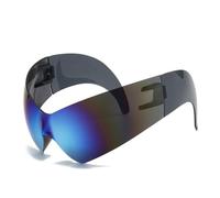 WNCKSQ Oversized Punk Shield Sunglasses Women Men In Fashion Sun Glasses Sports Goggle One-Piece Rimless Shades Eyewear,C5BlueFilm
