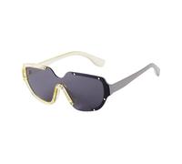 WNCKSQ Oversized Rimless Sunglasses Women Fashion Rivets One Piece Green Lens Sun Glasses Vintage Shades Goggles Eyewear Uv400(C4)