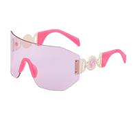WNCKSQ Oversized Shield Sunglasses Women Fashion Irregular Sun Glasses For Men Rimless Steampunk Sunglass,C8Pink,1