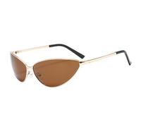 WNCKSQ Polarized Cat Eye Sunglasses Men Women Fashion Small Oval Metal Frame Sun Glasses Vintage Eyewear,C5GoldBrown