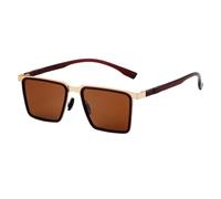 WNCKSQ Polarized Square Sunglasses Men Metal Frame Vintage Sun Glasses For Male Outdoor Protection Shades Eyewear,C5GoldBrown