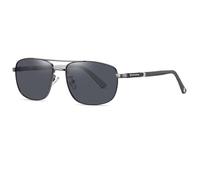 WNCKSQ Polarized Sunglasses Men's Double Beam Square Frame Sunglasses Two-color Frame Spring Leg Glasses(C85-P101)