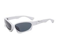 WNCKSQ Punk Cat Eye Sunglasses Women Men Trendy Oval Shades With Big Frame Futuristic Irregular Shield Eyewear For Lady,C1SilverGray