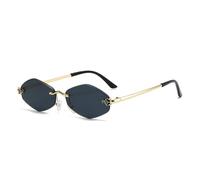 WNCKSQ Punk Rimless Hexagon Sunglasses Women Trendy Small Frame Polygon Sunglass Vintage Frameless Shades UV400,C1BlackGray