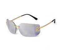 WNCKSQ Rectangle Curved Rimless Sunglasses Women Fashion Gradient Sun Glasses Trendy Shade Eyewear Uv400(C5)