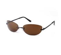 WNCKSQ Rectangle Rimless Round Sun Glasses Fashion Trendy Vintage Sun Protection Sunglasses for Unisex(C2 Black Brown)