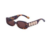 WNCKSQ Rectangular Sunglasses Women Fashion Rectangle Sun Glasses For Men Small Frame Square Sunglass Diamond Temples,C3LeopardBrown