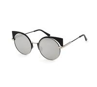 WNCKSQ Retro Metal Cat Eye Sunglasses Women Oversized Frame Rainbow Mirrored Lenses Sun Glasses Eyewear Shades(C3 gray)