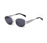 WNCKSQ Retro Oval Sunglasses for Women Men Trendy Vintage 90s Sun Glasses Classic Shades Uv400 Protection(C4 Silver Grey)