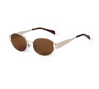 WNCKSQ Retro Oval Sunglasses for Women Men Trendy Vintage 90s Sun Glasses Classic Shades Uv400 Protection(C3 Gold Brown)