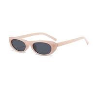 WNCKSQ Retro Small Narrow 90s Oval Sunglasses for Women Vintage Trendy Cat Eye Glasses Shades(C4 Beige)