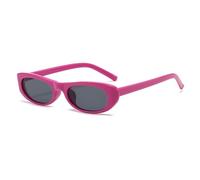 WNCKSQ Retro Small Narrow 90s Oval Sunglasses for Women Vintage Trendy Cat Eye Glasses Shades(C8 Hot Pink)