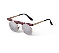 WNCKSQ Retro Small Round Frame Women Sunglasses Fashion Funny Hip Hop Brown Mirror One Piece Metal Ladies Glasses(C112 red)