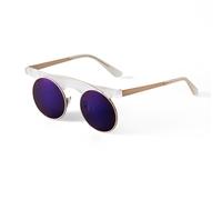 WNCKSQ Retro Small Round Frame Women Sunglasses Fashion Funny Hip Hop Brown Mirror One Piece Metal Ladies Glasses(C109 white)