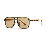 WNCKSQ Retro Square Double Bridge Sunglasses Style Street Style Sunglasses(army green)