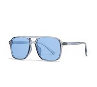 WNCKSQ Retro Square Double Bridge Sunglasses Style Street Style Sunglasses(Blue)