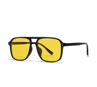 WNCKSQ Retro Square Double Bridge Sunglasses Style Street Style Sunglasses(Yellow)