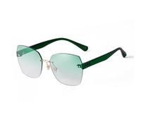 WNCKSQ Rimless Cat Eye Sunglasses Women Gradient Brown Uv400 Eyewear Fashion Shopping Sun Glasses Ladies(C4 green)