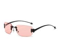 WNCKSQ Rimless Gradient Square Shaped Black Women Men Sunglasses Trendy Wrap Around Punk Metal Goggles Shades UV400,c1
