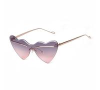 WNCKSQ Rimless Heart Shaped Women Fashion Sunglasses Graadient Blue Brown Uv400 Female Sun Glasses(C2)