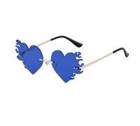 WNCKSQ Rimless Heart Sunglasses Women Fashion Frameless Sun Glasses For Ladies Trendy Heartbreak Hearts Sunglass Female,C7DeepBlue