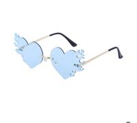 WNCKSQ Rimless Heart Sunglasses Women Fashion Frameless Sun Glasses For Ladies Trendy Heartbreak Hearts Sunglass Female,C4LightBlue