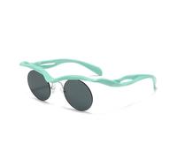 WNCKSQ Rimless Round Sunglasses Men Fashion Shield Punk Shades Lightweight Design Trendy Eyewear For Women And Ladies,C4GreenBlackGray