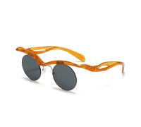 WNCKSQ Rimless Round Sunglasses Men Fashion Shield Punk Shades Lightweight Design Trendy Eyewear For Women And Ladies,C6BrownBlackGray