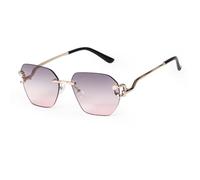 WNCKSQ Rimless Square Polygon Sunglasses Women Fashion Frameless Anti Glare Curved Mirror Shades Men Uv400(C5)