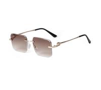 WNCKSQ Rimless Sunglasses Women Men Blue Tea Uv400 Lens Sun Glasses for Shopping Shades(C4)