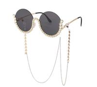 WNCKSQ Round Diamond Sunglasses Women Fashion Rhinestone Sun Glasses For Female Vintage Crystal Oval Shades Eyewear,C1Black