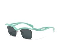 WNCKSQ Semi-Rimless Rectangle Sunglasses Women Men Vintage Small Frame Punk Eyewear Shades For Male Trendy Sunglass,C4GreenBlackGray