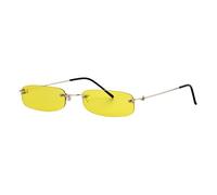 WNCKSQ Small Orange Rimless Rectangle Sunglasses Men Women 90s Tiny Narrow Frameless Tint Sun Glasses Shades(C9)