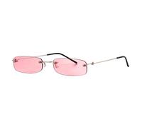 WNCKSQ Small Orange Rimless Rectangle Sunglasses Men Women 90s Tiny Narrow Frameless Tint Sun Glasses Shades(C6)