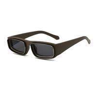 WNCKSQ Small Rectangle Punk Sunglasses Men Vintage Low Square Sun Glasses For Male Retro Eyewear Shades UV400,Coffee,gray,1