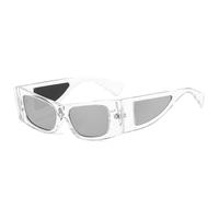 WNCKSQ Small Rectangle Shield Sunglasses Women Vintage Steampunk Goggle Sun Glasses Trendy Driving Shades For Ladies,C6TransparentSilver