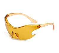 WNCKSQ Sports Sunglasses Women Trends Punk Silver Sun Glasses Men Retro One Piece Special-shaped Sunglass(C9)
