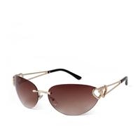 WNCKSQ Trendy Fashion Rimless Women Sunglasses Silver Uv400 Lens Heart Shaped Logo Ladies Sun Glasses(C1)